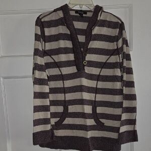 Striped Brown and Cream Knit Hoodie